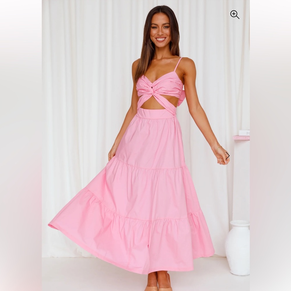 Hello Molly Need to Know Now Pink Maxi Dress with Cutouts